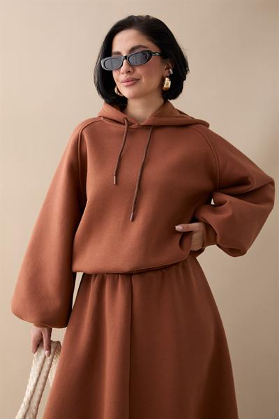 Balon Kol Sweat Etekli Camel Takım