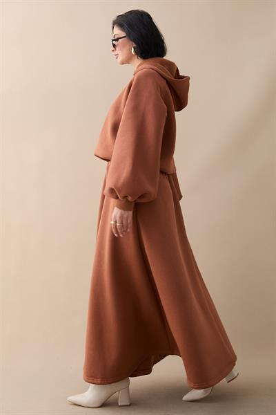 Balon Kol Sweat Etekli Camel Takım