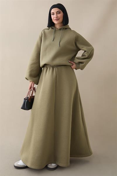 Balon Kol Sweat Etekli Haki Takım