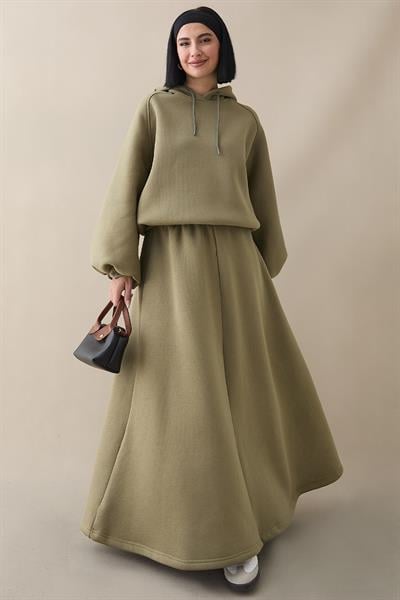 Balon Kol Sweat Etekli Haki Takım