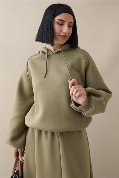 Balon Kol Sweat Etekli Haki Takım