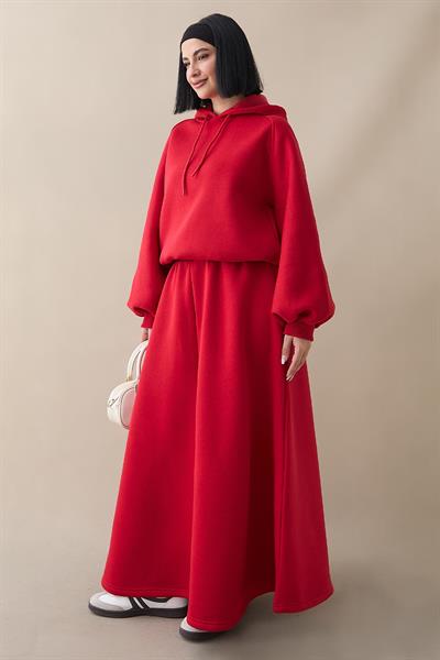 Balon Kol Sweat Etekli Kırmızı Takım