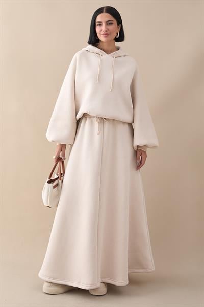 Balon Kol Sweat Etekli Krem Takım