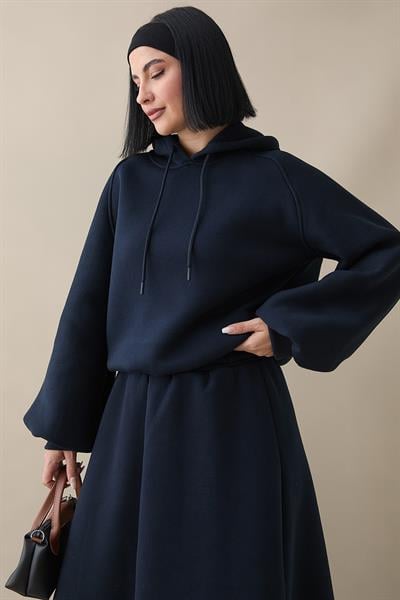 Balon Kol Sweat Etekli Lacivert Takım