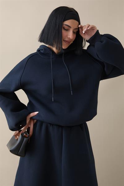 Balon Kol Sweat Etekli Lacivert Takım