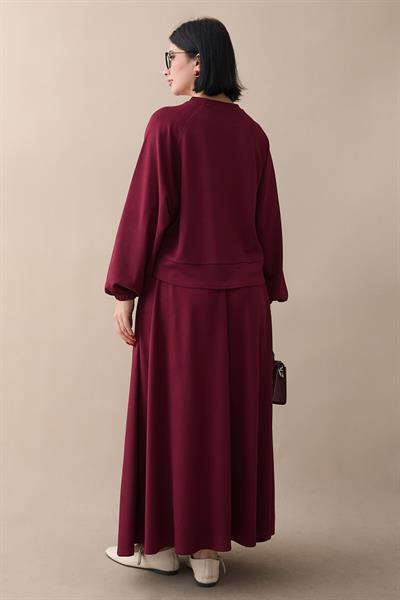 Basic Biyeli Etekli Takım Bordo