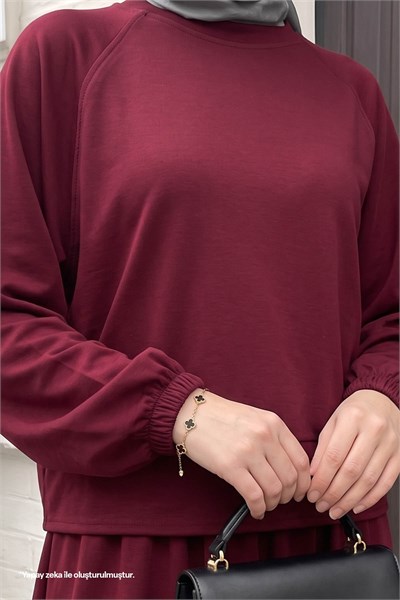 Basic Biyeli Etekli Takım Bordo