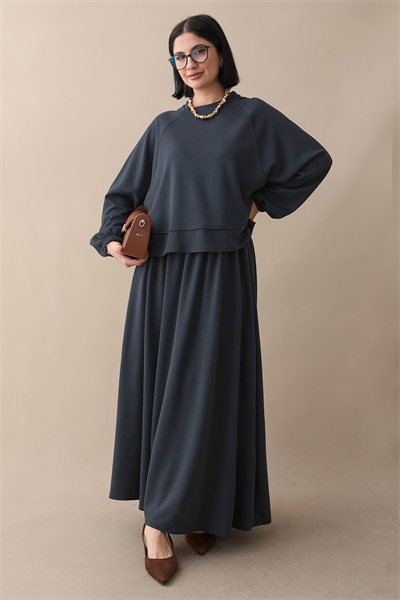 Basic Biyeli Etekli Takım Füme