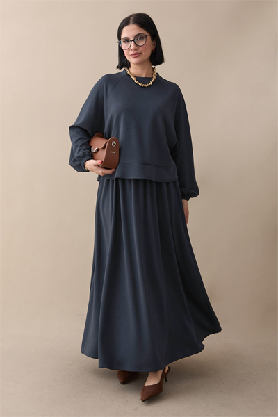 Basic Biyeli Etekli Takım Füme