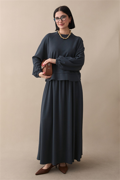 Basic Biyeli Etekli Takım Füme