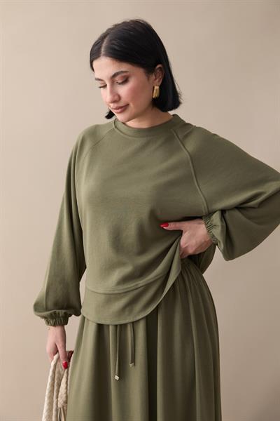 Basic Biyeli Etekli Takım Haki