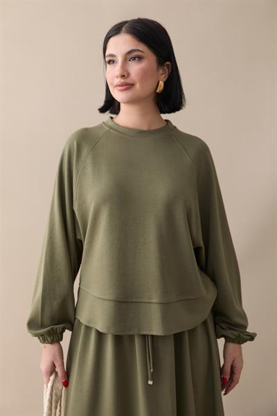 Basic Biyeli Etekli Takım Haki