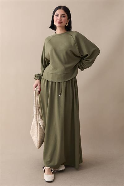 Basic Biyeli Etekli Takım Haki