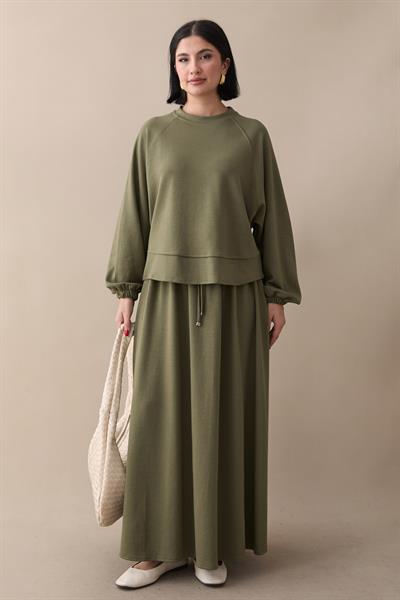 Basic Biyeli Etekli Takım Haki