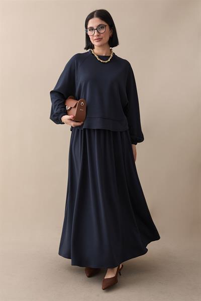 Basic Biyeli Etekli Takım Lacivert
