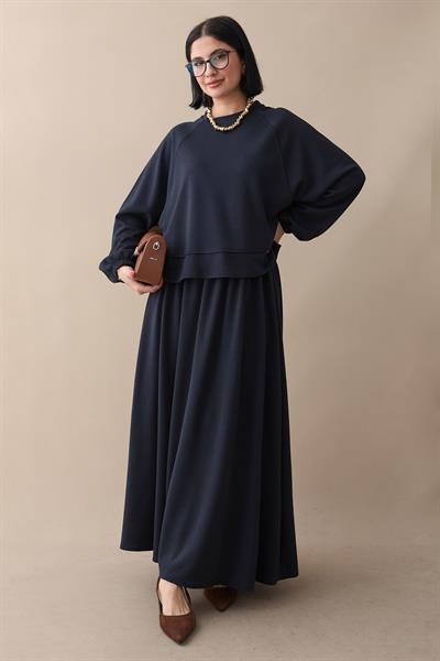 Basic Biyeli Etekli Takım Lacivert