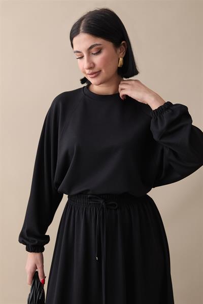 Basic Biyeli Etekli Takım Siyah