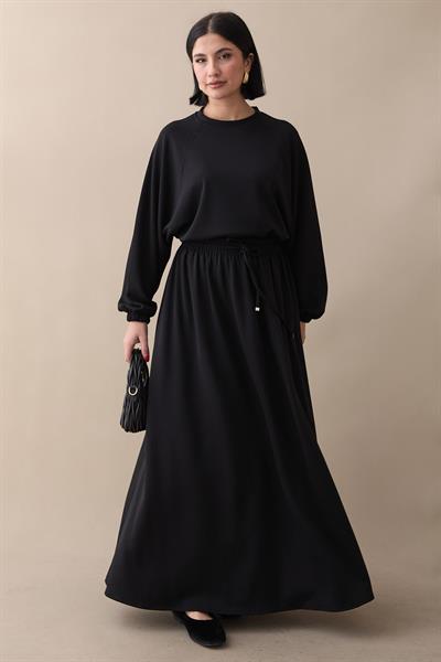 Basic Biyeli Etekli Takım Siyah