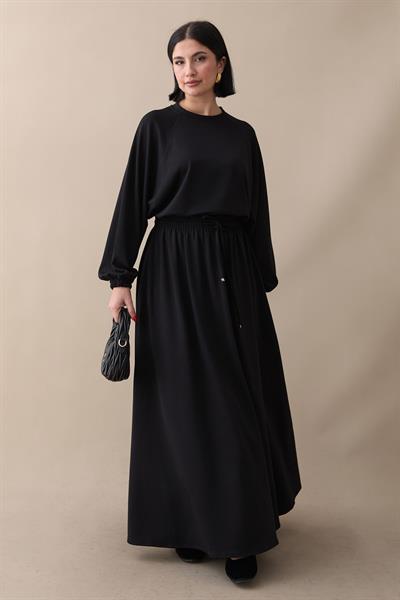 Basic Biyeli Etekli Takım Siyah
