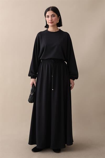 Basic Biyeli Etekli Takım Siyah