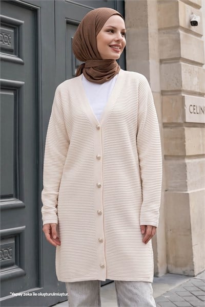 Basic Ribbed White Knit Cardigan