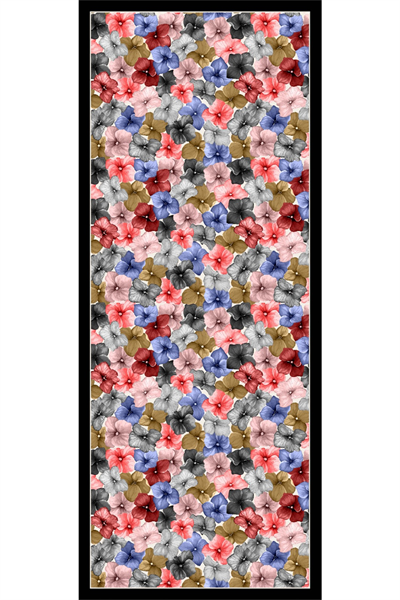 Begonvil Çiçekli Lacivert Soft Pamuk Şal