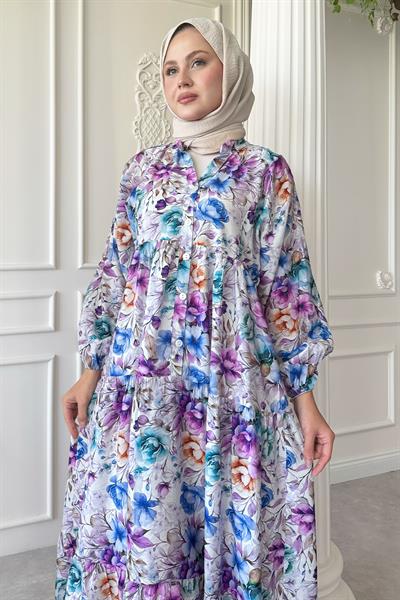 Begonya Çiçeği Lila Mango Elbise