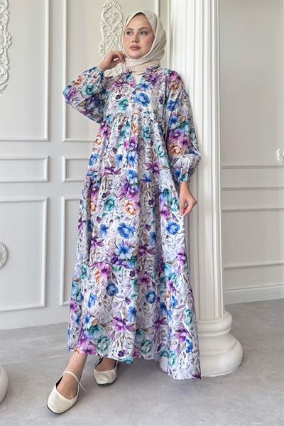 Begonya Çiçeği Lila Mango Elbise