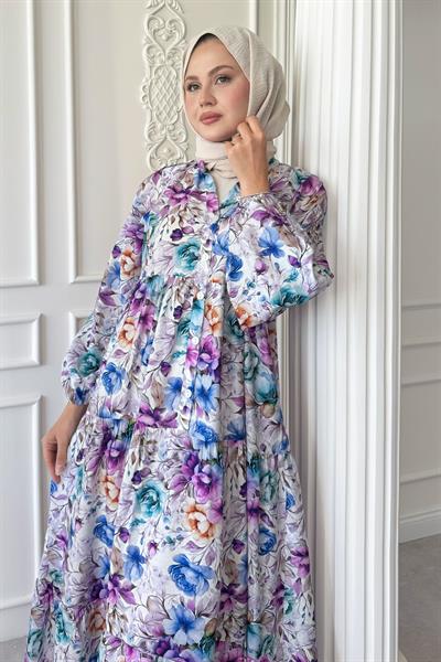 Begonya Çiçeği Lila Mango Elbise