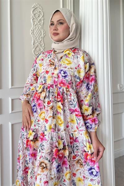 Begonya Çiçeği Pembe Mango Elbise