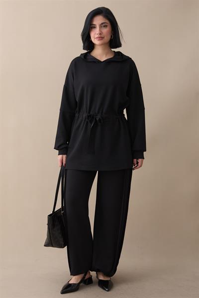 Beli Büzgülü Siyah İkili Takım
