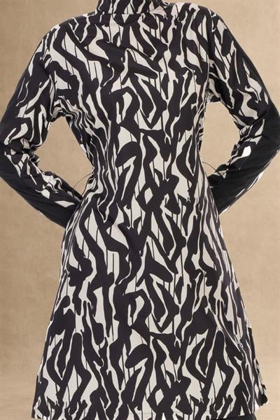 Beli Büzgülü Siyah Tesettür Mayo 6037A