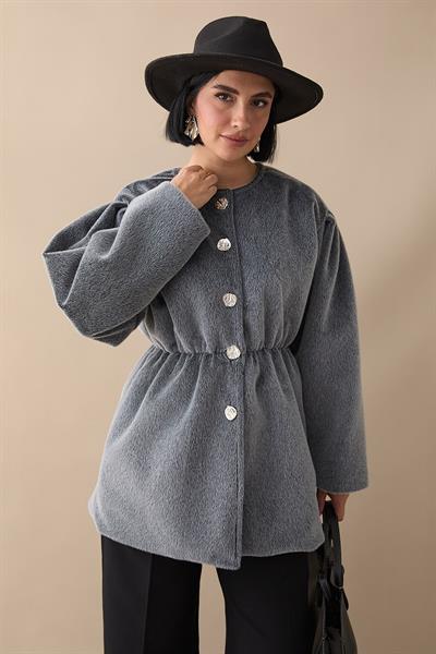 Beli Lastikli Kaşe Antrasit Kaban