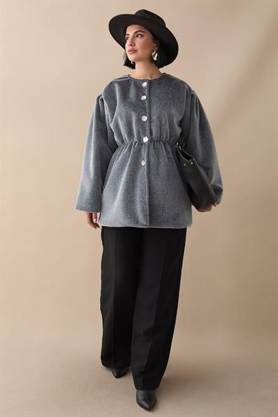 Beli Lastikli Kaşe Antrasit Kaban