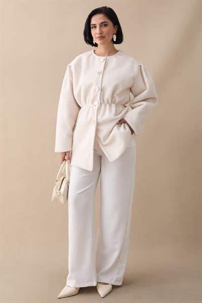 Beli Lastikli Kaşe Ekru Kaban