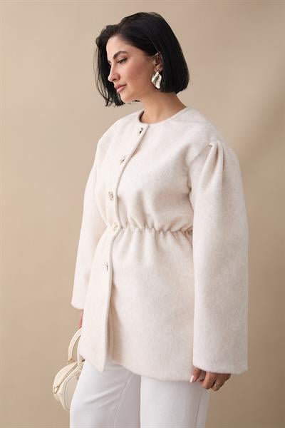 Beli Lastikli Kaşe Ekru Kaban