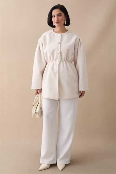 Beli Lastikli Kaşe Ekru Kaban