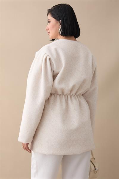 Beli Lastikli Kaşe Ekru Kaban