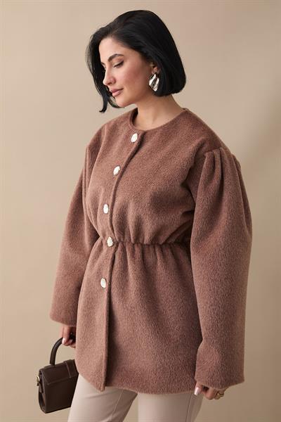 Beli Lastikli Kaşe Kahverengi Kaban