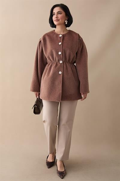 Beli Lastikli Kaşe Kahverengi Kaban