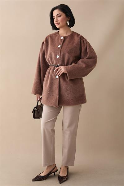 Beli Lastikli Kaşe Kahverengi Kaban