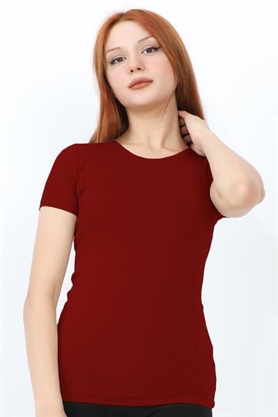 Bisiklet Yaka Kısa Kol Basic Tişört - Kırmızı