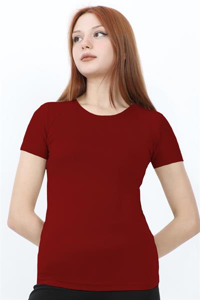 Bisiklet Yaka Kısa Kol Basic Tişört - Kırmızı