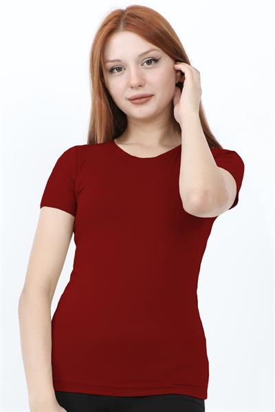 Bisiklet Yaka Kısa Kol Basic Tişört - Kırmızı