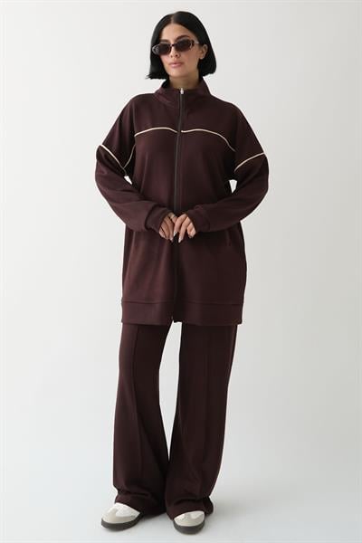 Biye Detay Fermuarlı Acı Kahve Oyşo Takım