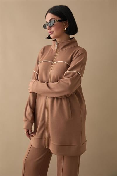 Biye Detay Fermuarlı Camel Oyşo Takım