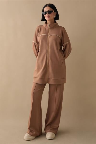 Biye Detay Fermuarlı Camel Oyşo Takım