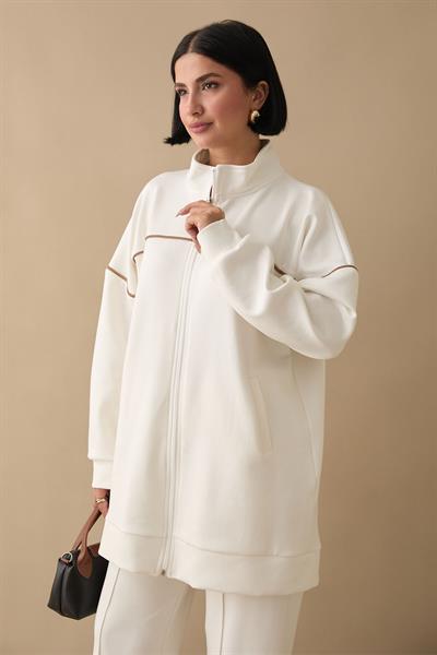 Biye Detay Fermuarlı Ekru Oysho Takım