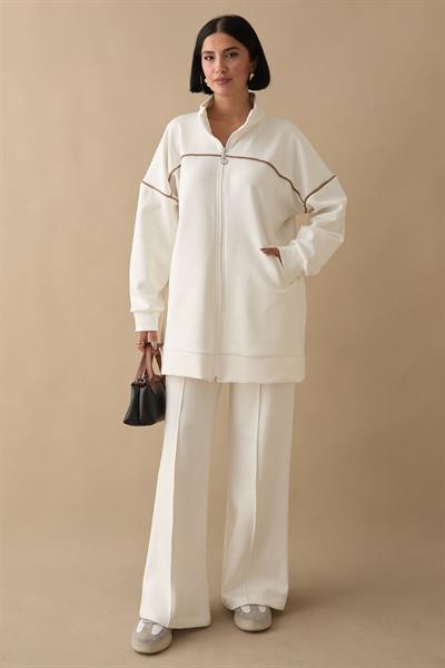 Biye Detay Fermuarlı Ekru Oysho Takım