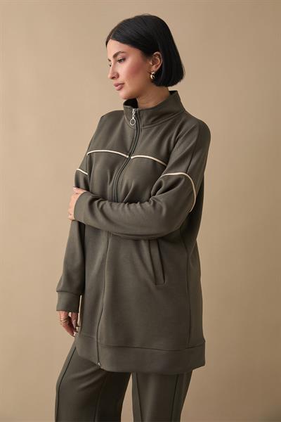 Biye Detay Fermuarlı Haki Oyşo Takım